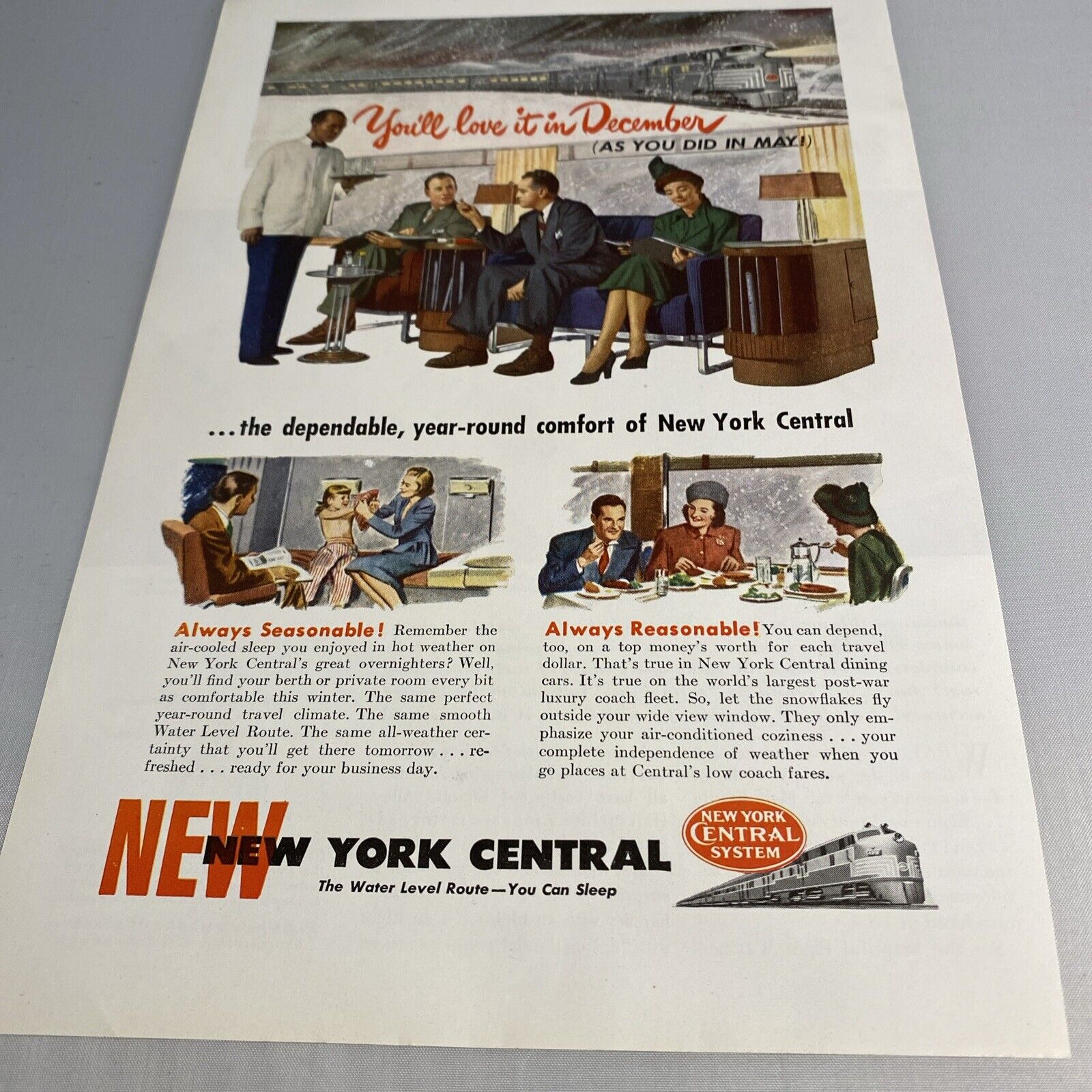New York Central Passenger Train Vintage 1947 Print Ad Advertising Art