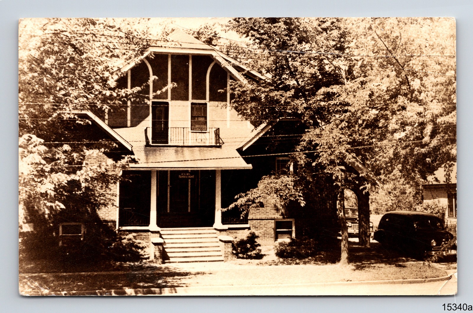 RPPC 1940\'s Cars Wagons Large Home Covered Porch Unknown Real Photo Postcard