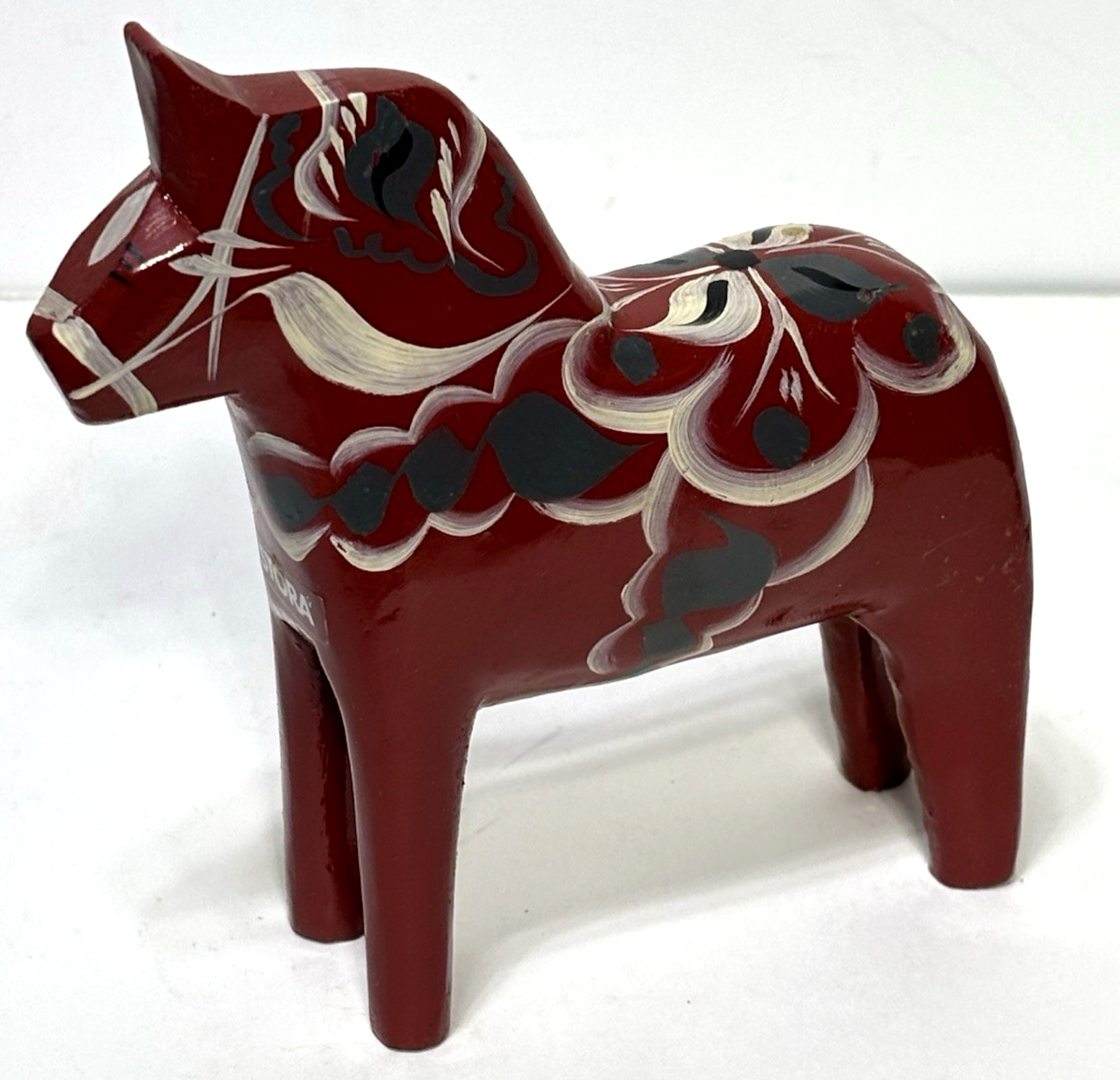 Vintage Nils Olsson Swedish Dala Horse Hand Carved & Painted 5” Tall