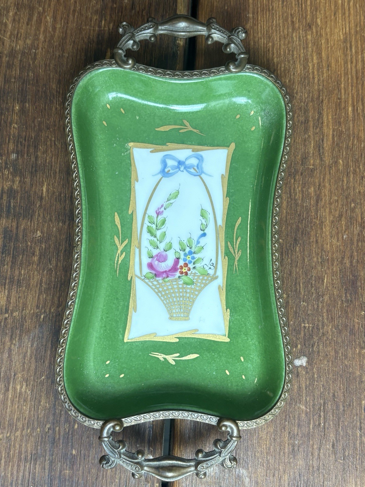 Vintage Limoges Peint a la Main France Porcelain Trinket Tray Signed