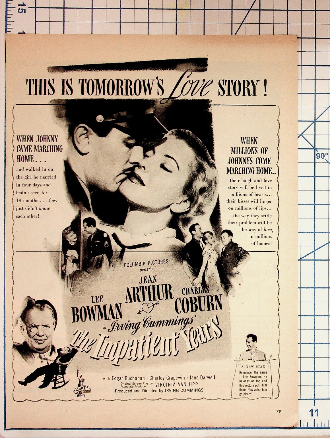 The Impatient Years Movie Ad 1944 Jean Arthur Lee Bowman Charles Coburn Ephemera