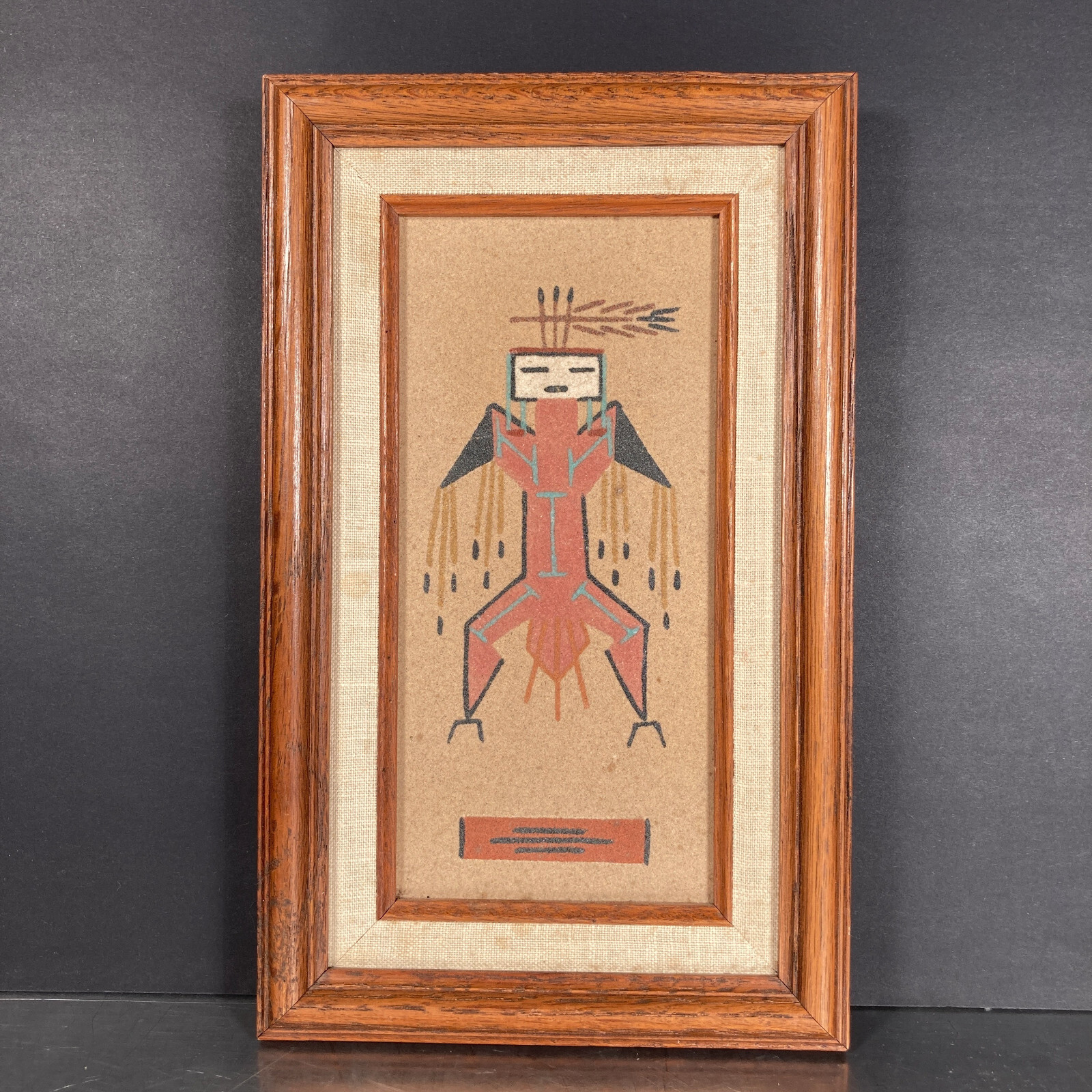 Vtg Navajo Sand Painting THUNDER Native American Framed Signed By Artist Yazzie