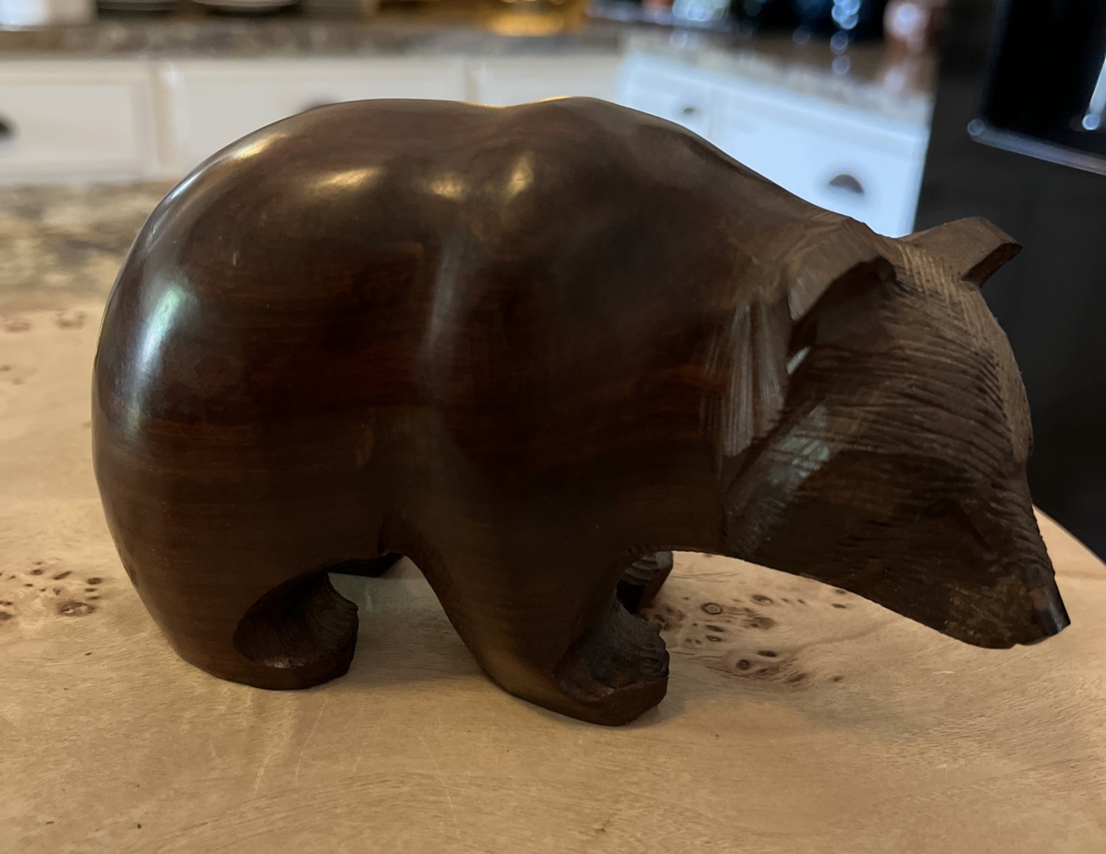 Vintage Hand Carved Ironwood Bear 5” X  3.25”
