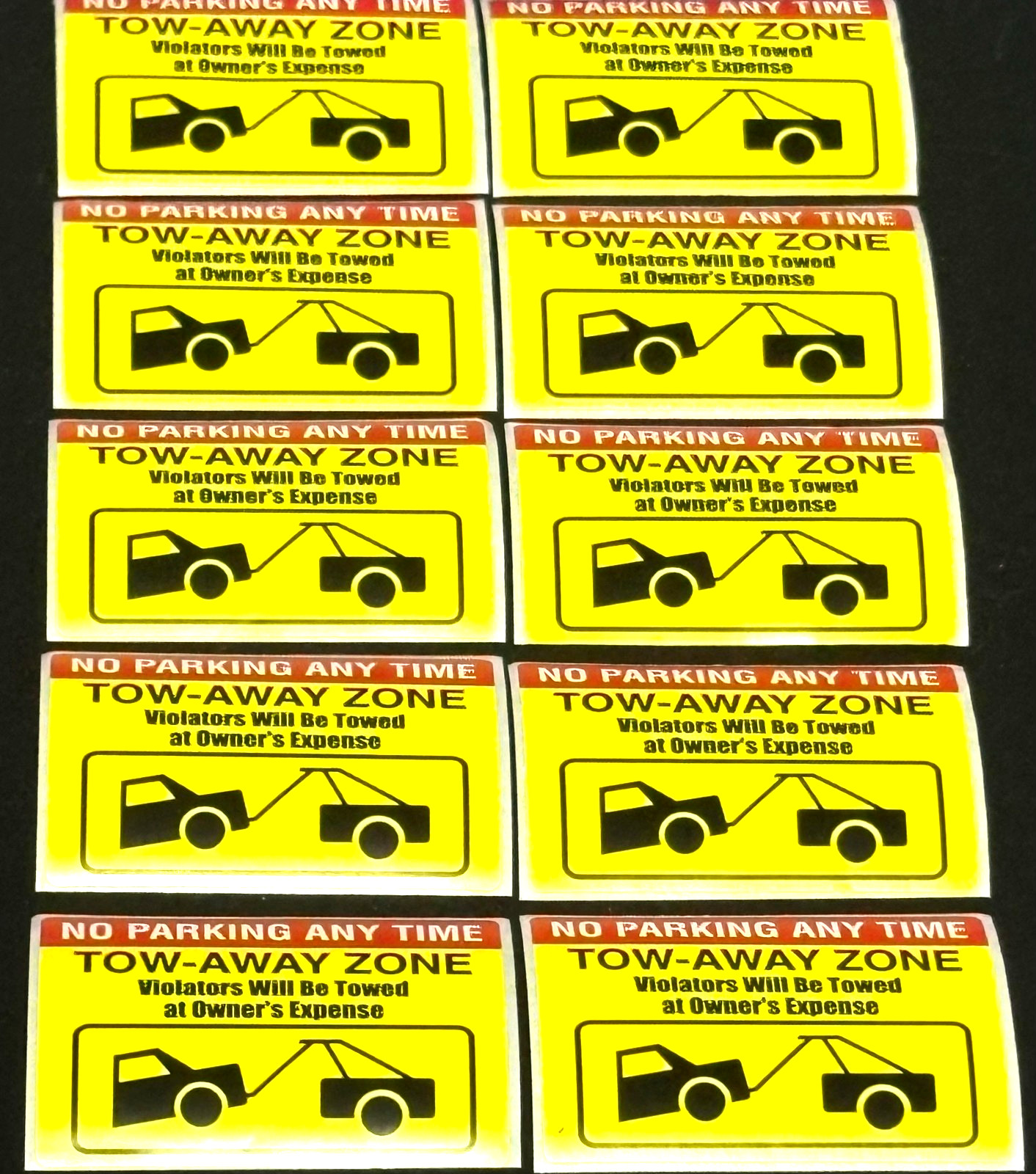 ⭐TOP PICK⭐ 10/pk NO PARKING VIOLATION TOWING WARNING STICKERS (QUICK-STICKS®)