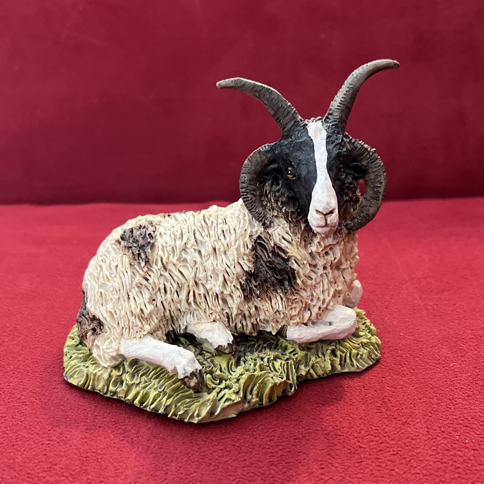 Vintage Collectable Stef Figurine Sheep Ram Horns Rare Handmade UK 4” x 3.25”