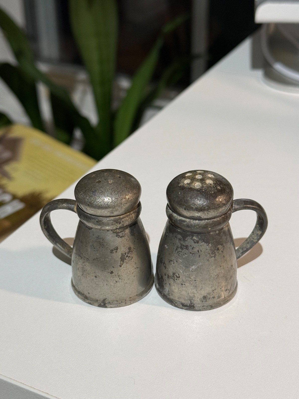 Vintage Pair of Pewter Salt & Pepper Shakers Ye Ole Tavern Brands