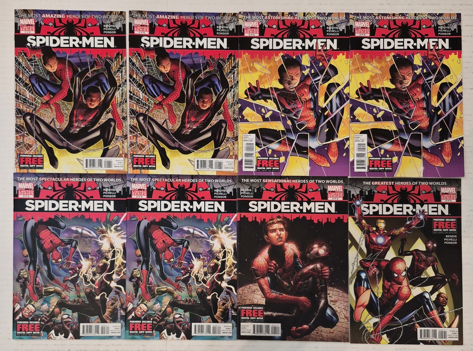 Spider-Men Lot (8) #1-5* NM VF Peter Parker & Miles Morales App 2012 High Grade 
