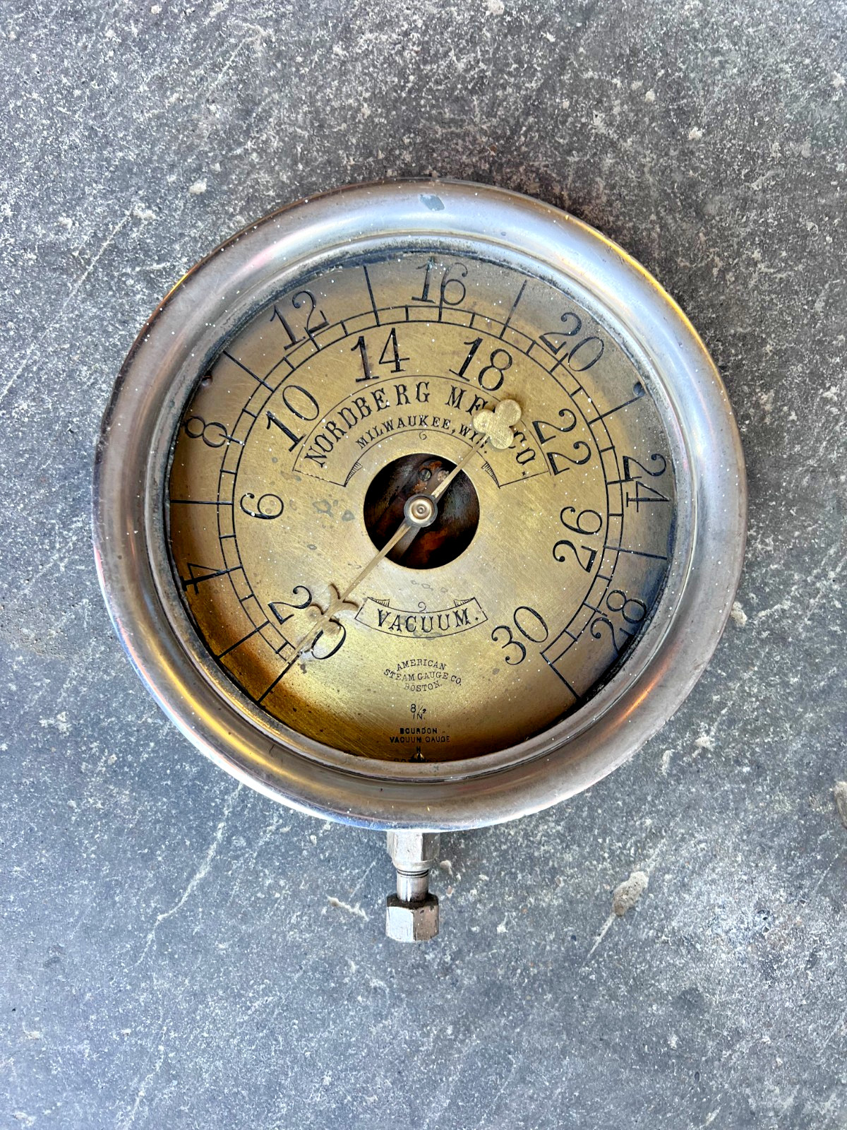 Antique Nordberg Mfg Co Milwaukee Vacuum Gauge 8.5