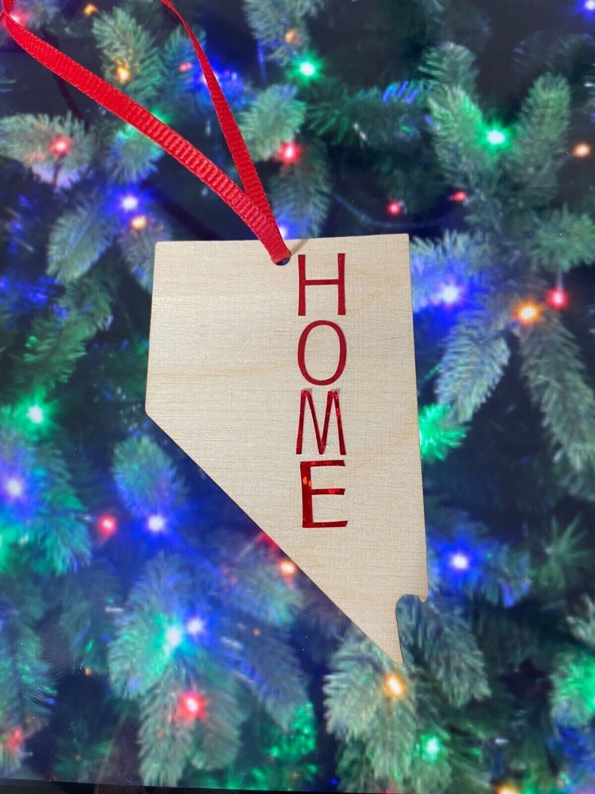 Home Nevada Wood Christmas Ornament  Handcrafted Vegas Henderson HandCrafted USA