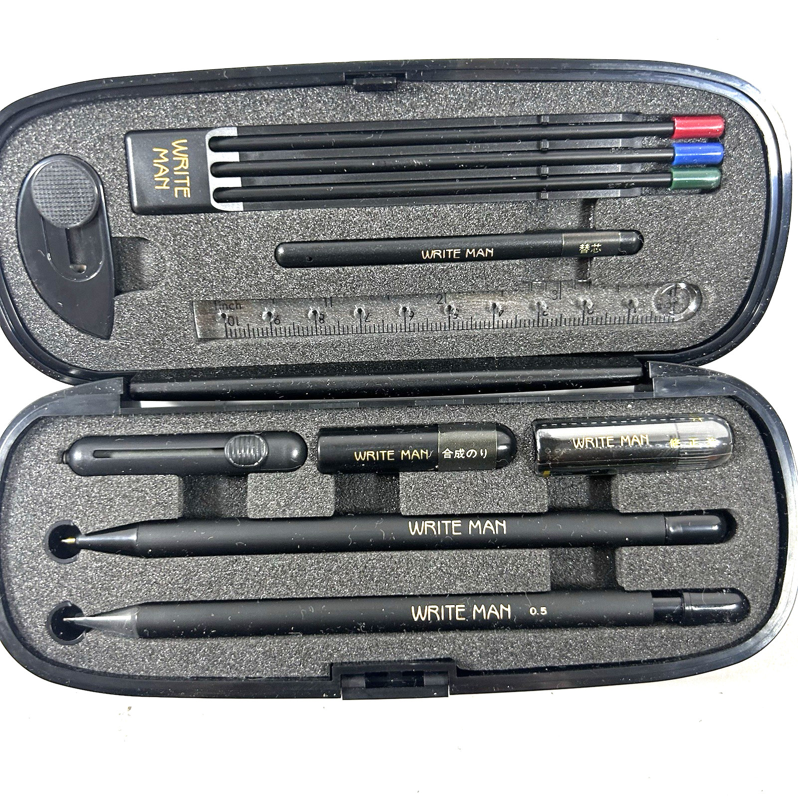 Vintage New SENSI WRITE MAN 11 Piece Pen & Pencil Set in Case by MIDORI CO. LTD.
