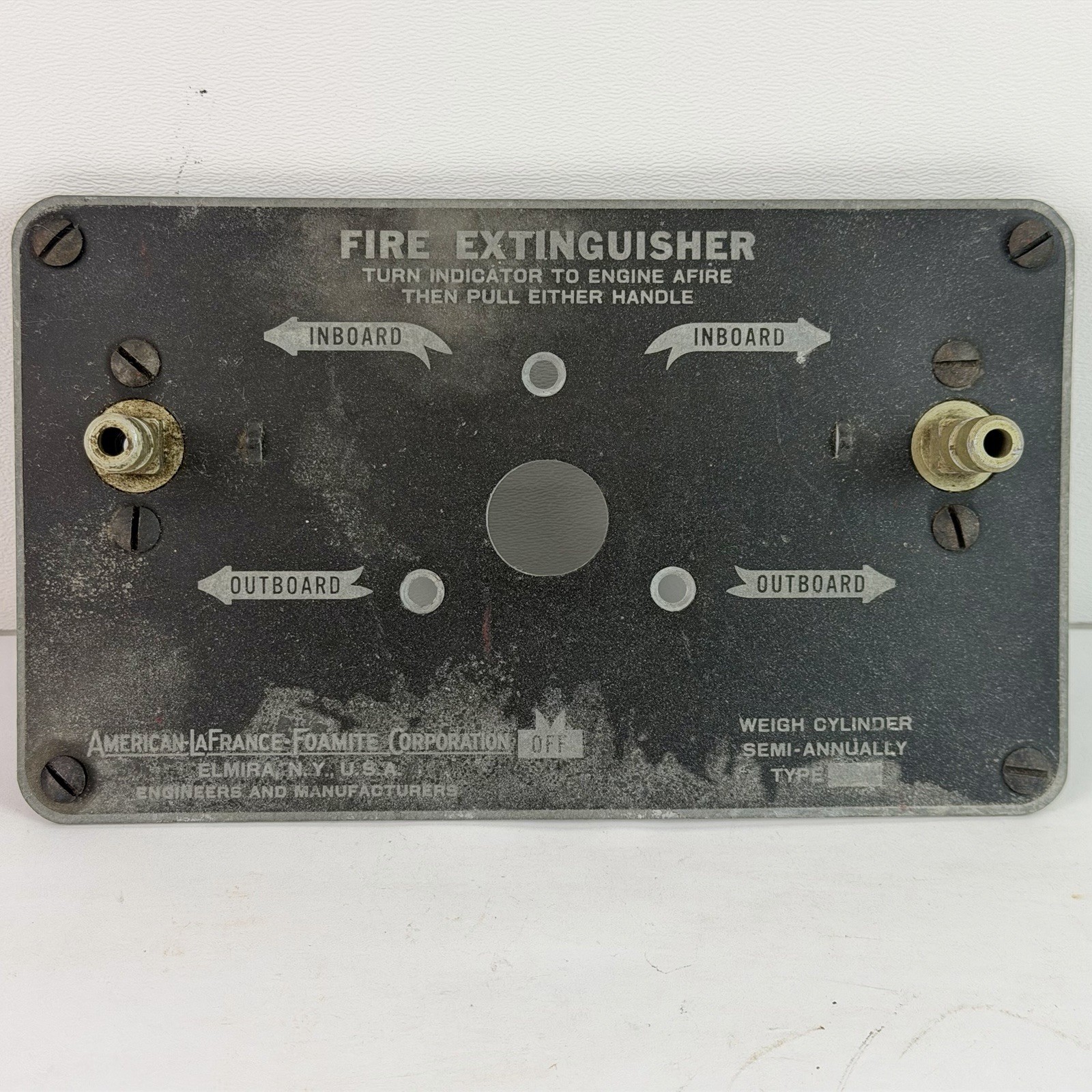 WWII Boeing B-17 Flying Fortress FIRE EXTINGUISHER CONTROL PLATE, RARE Used