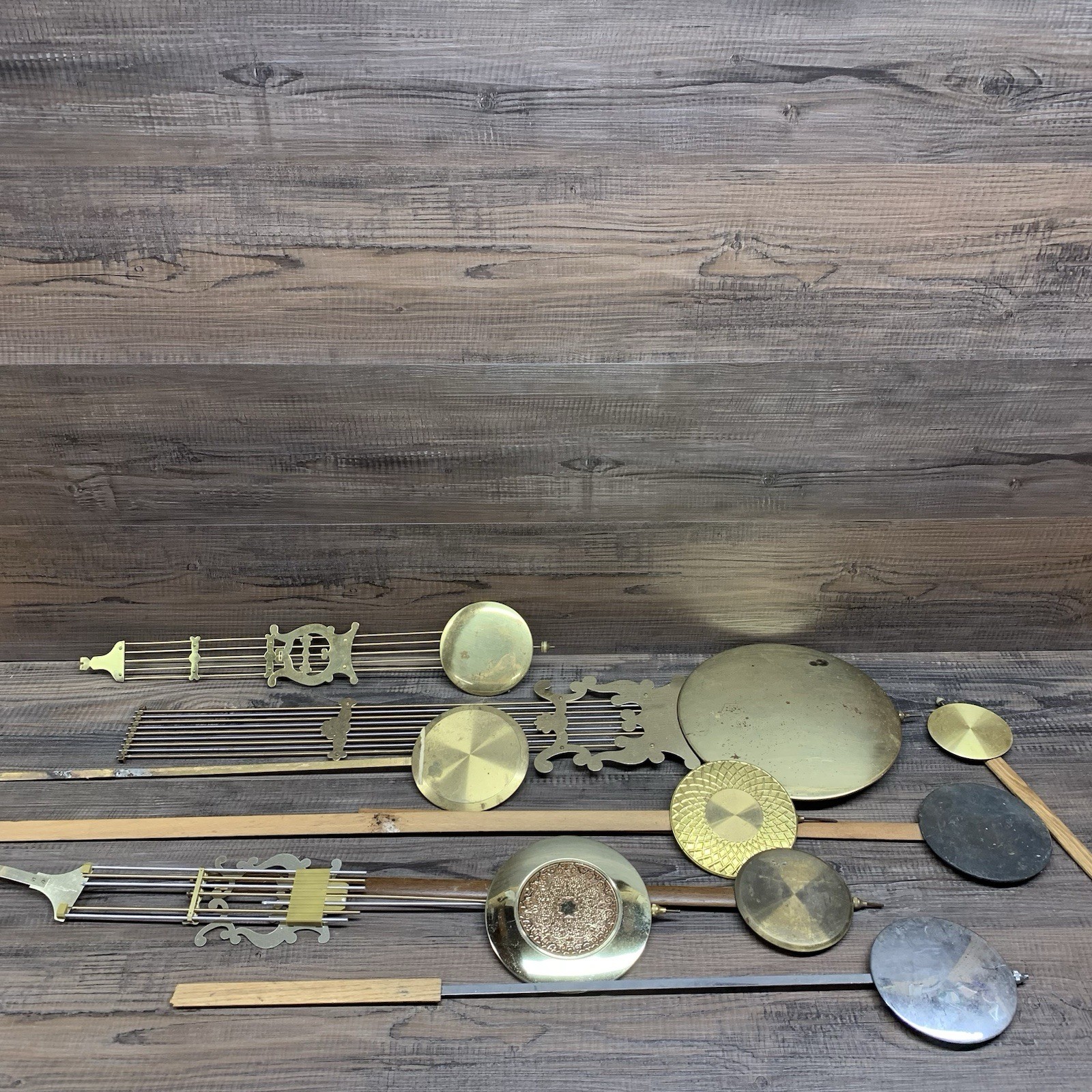 Antique Clock Pendulums Lot Of 9 Different Makers -- Foreign and Domestic