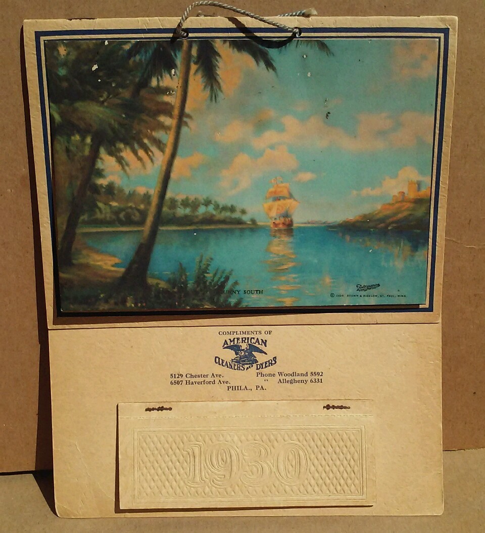 R ATKINSON FOX Print- SUNNY SOUTH SAILING SHIP - 1930 CALENDAR