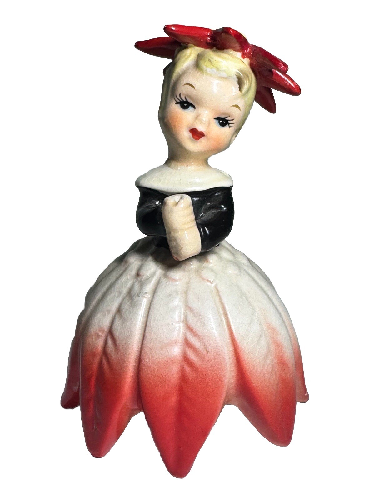 Vintage Napco Flower Girl of the Month 1956 December Poinsettias Figurine A1949 Vintage Napco Flower Girl of the Month 1956 December Poinsettias Figurine A1949