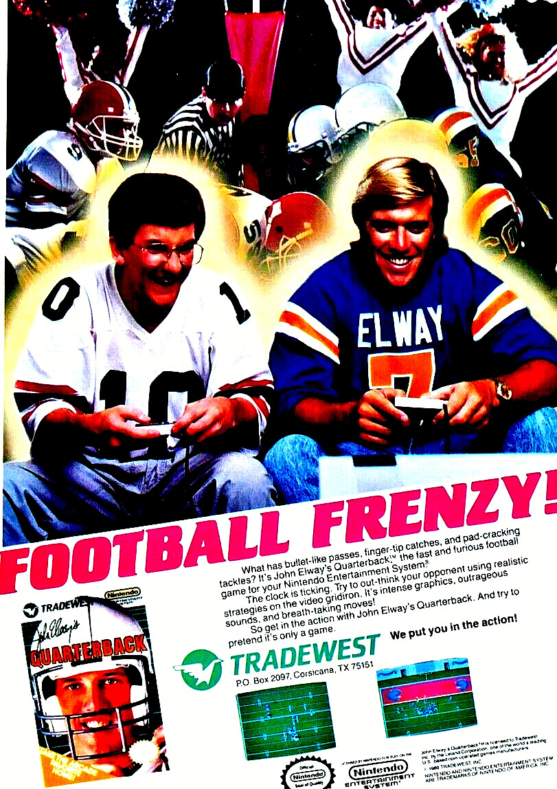John Elway's Quarterback  Nintendo Tradewest Original Vintage 1999  Print Ad