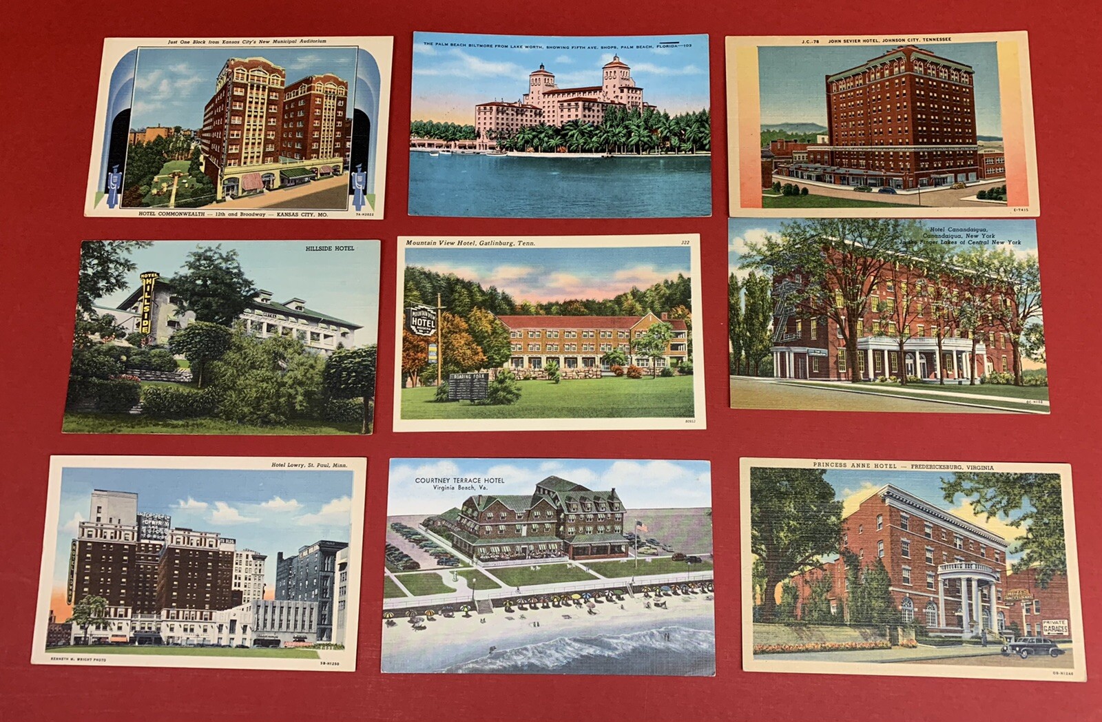 U.S. Hotels, Lot of 9 Different Postcards, Circa 1930's-1940's, Unused U.S. Hotels, Lot of 9 Different Postcards, Circa 1930's-1940's, Unused