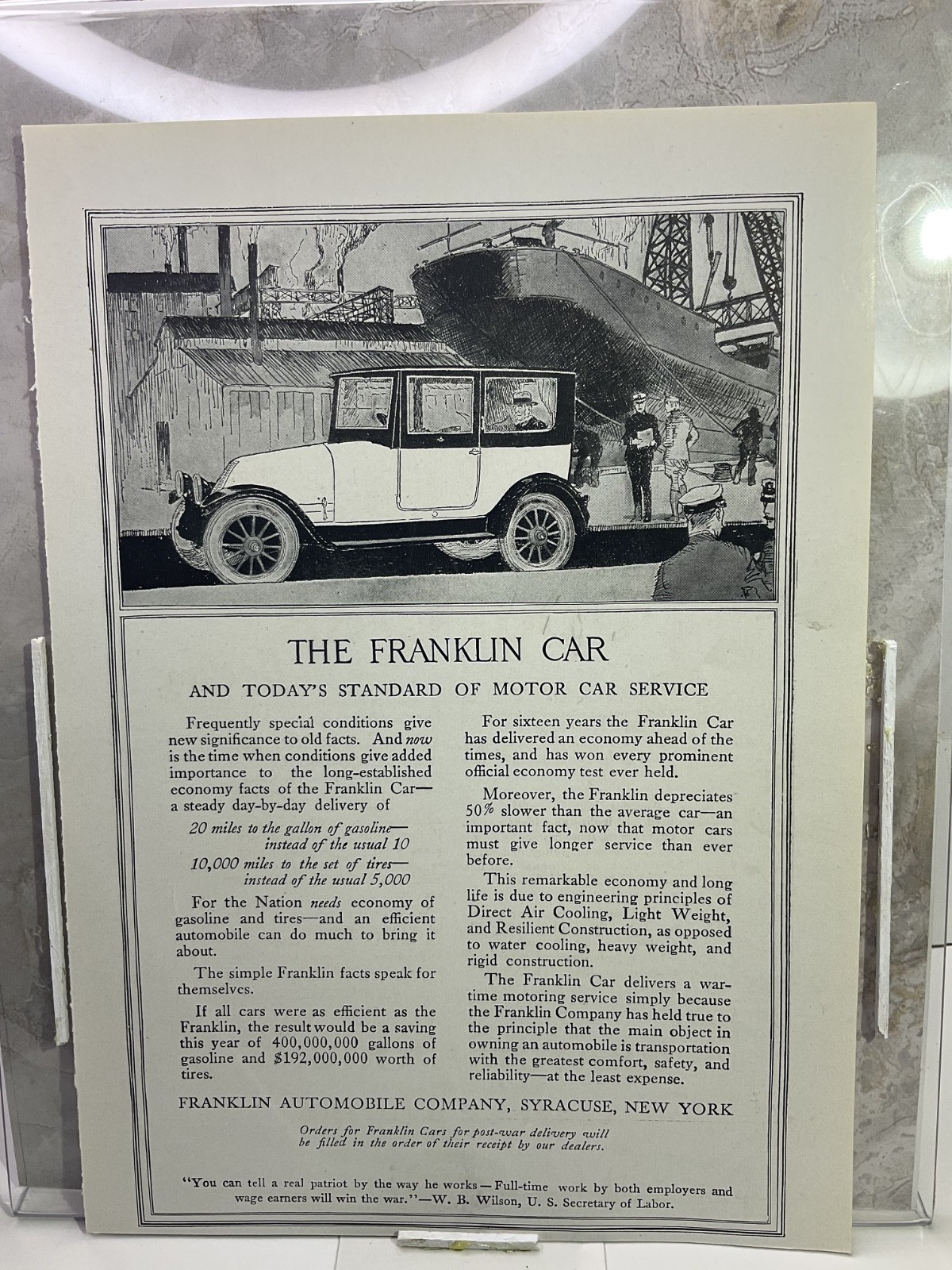 1918 Vintage Black & White Printed Advertisements, Franklin Automobile Co.