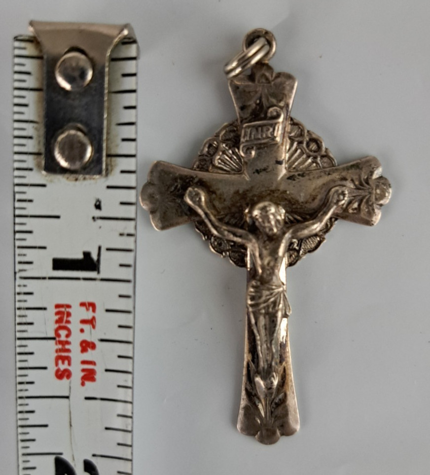 Vintage Jesus Pardon Cross Crucifix Rosary Penany Hayward Sterling USA
