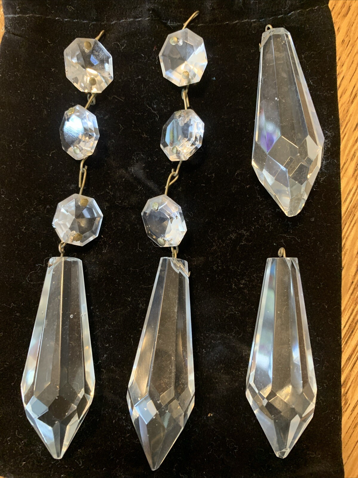 Vintage Crystal Glass Chandelier Lamp Parts  Icicles Prisms Pendants