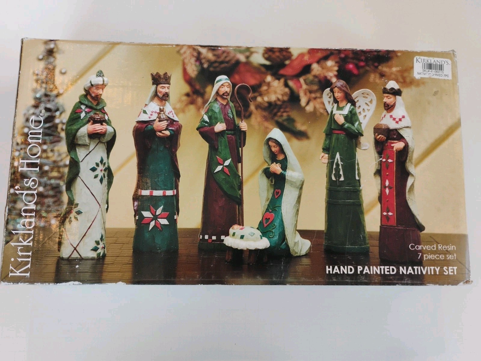 Kirkland's Home Nativity Carved Handpainted Resin Christmas Nativity Set of 7