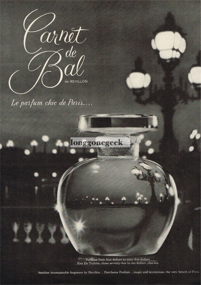 1960 REVILLON Carnet de Bal Perfume Le parfum chic de Paris Vintage Print Ad