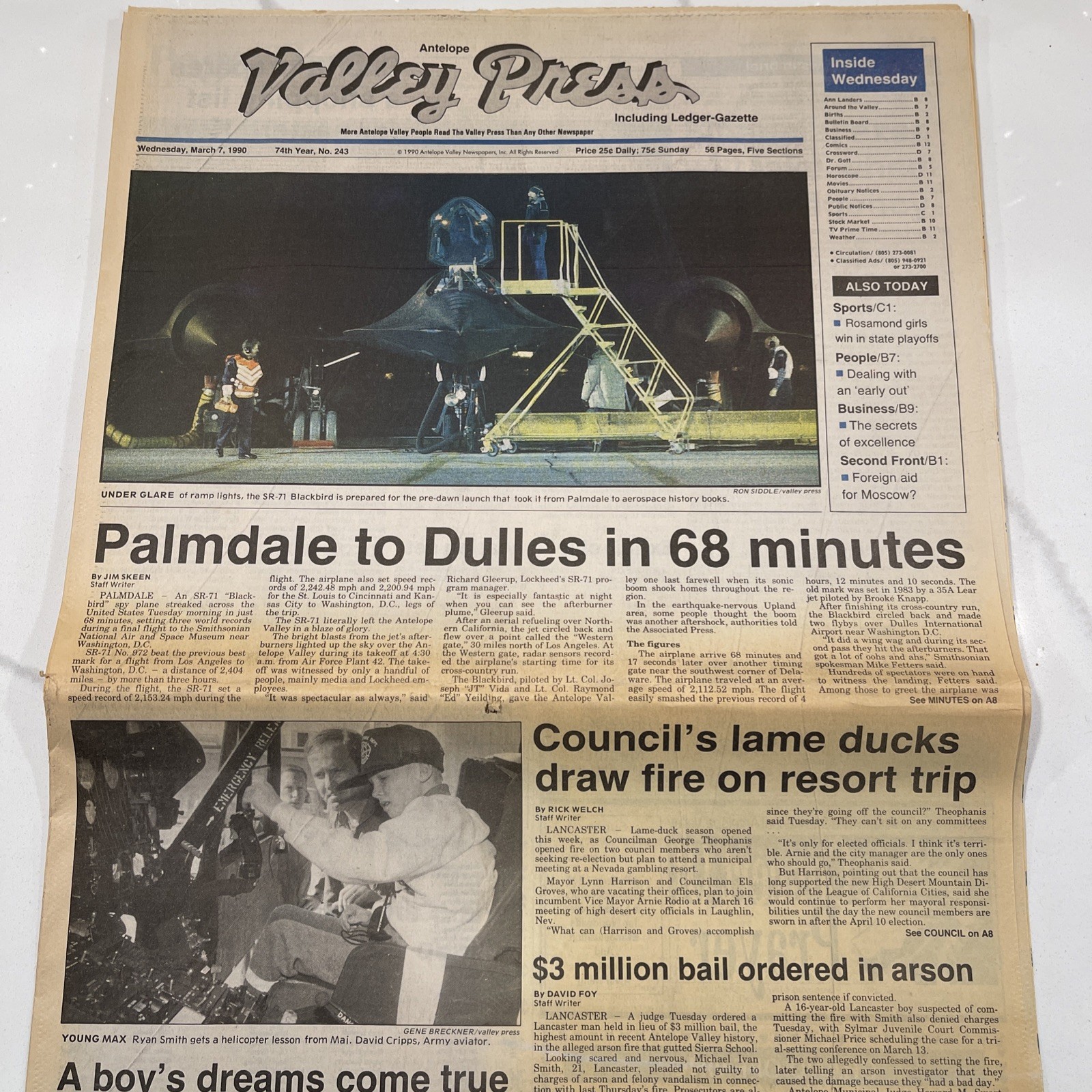 SR-71 Blackbird’s Record Setting Flight, Palmdale, CA To Dulles in Washington DC