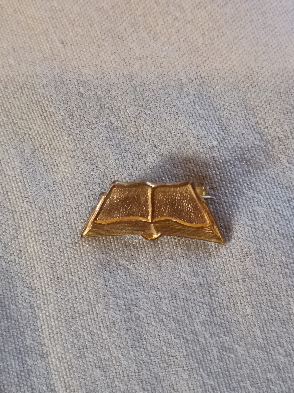 Tiny Antique Open Bible Gold Tone Pin.