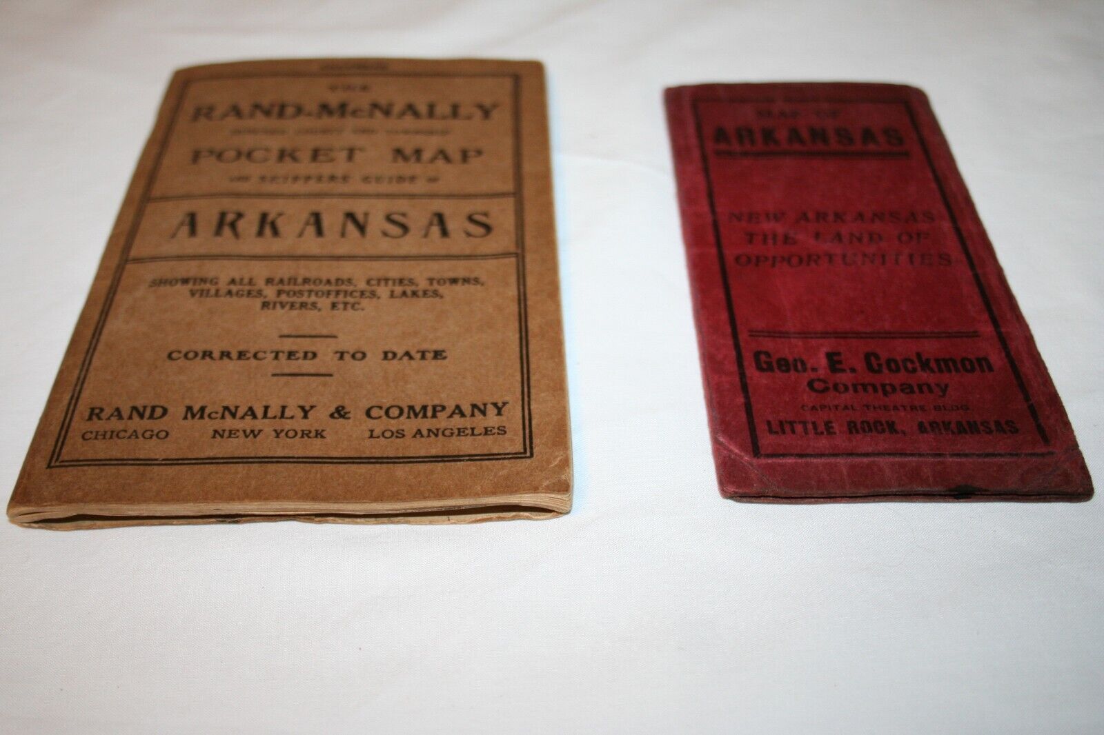 Rand McNally Pocket Map & Shippers Guide & Map of Arkansas 1911 - C2/LP