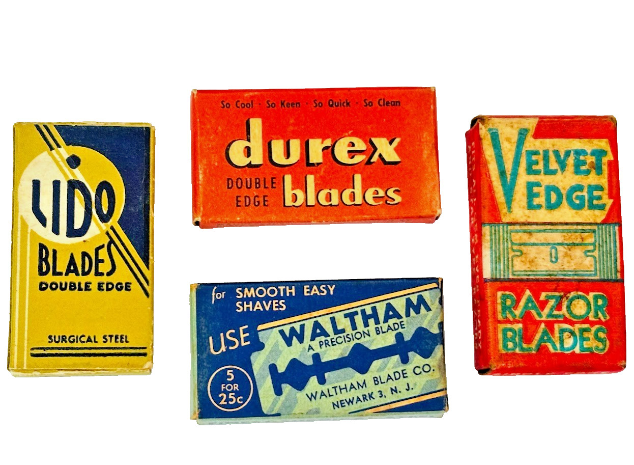 Vintage Safety Razor Unused Blades in Boxes LIDO DUREX WLTHAM VELVET EDGE