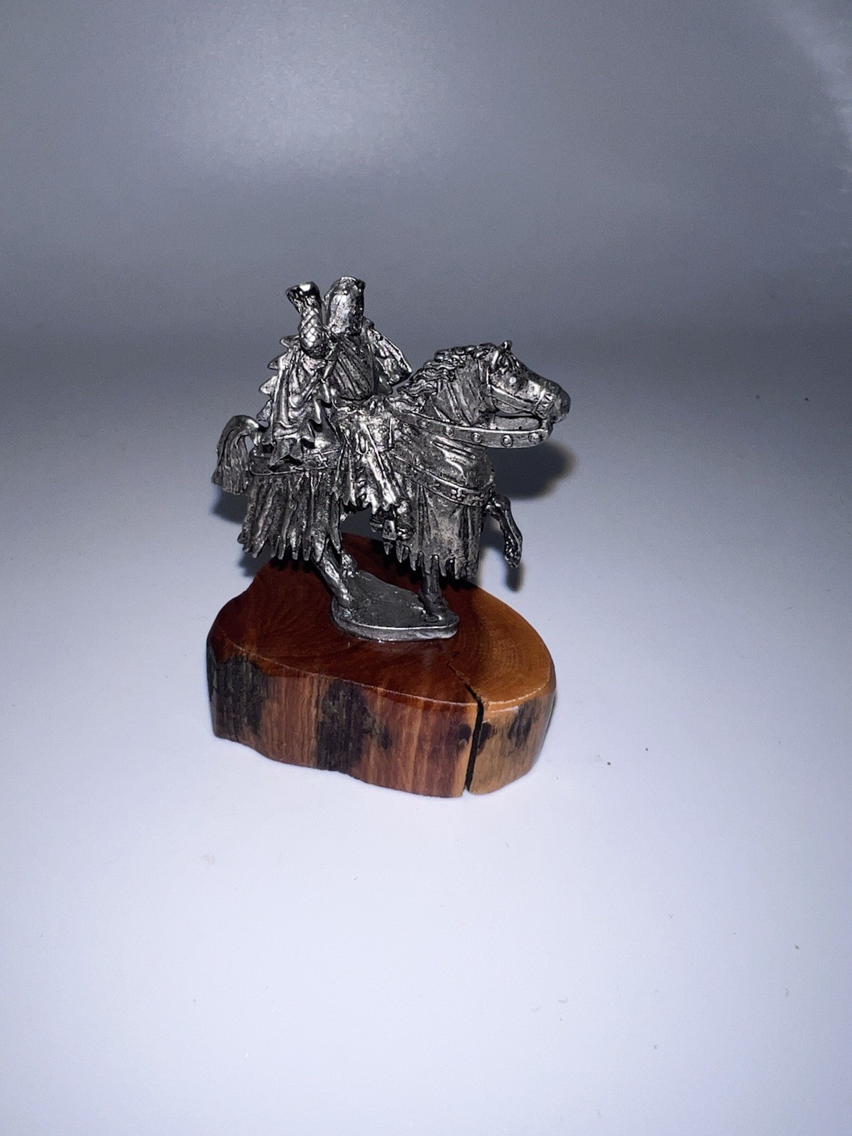 Medieval  knight pewter figurine mounted on horseback
