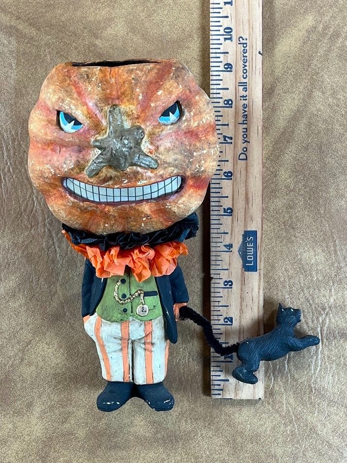 Bethany Lowe Halloween Twisted Jack O Lantern With Cat Retired
