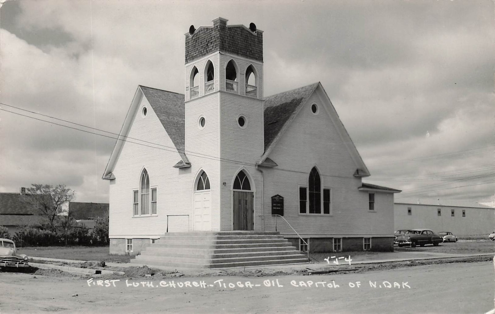 RPPC Tioga North Dakota First Lutheran Church Oil Capital Photo Vtg Postcard J20
