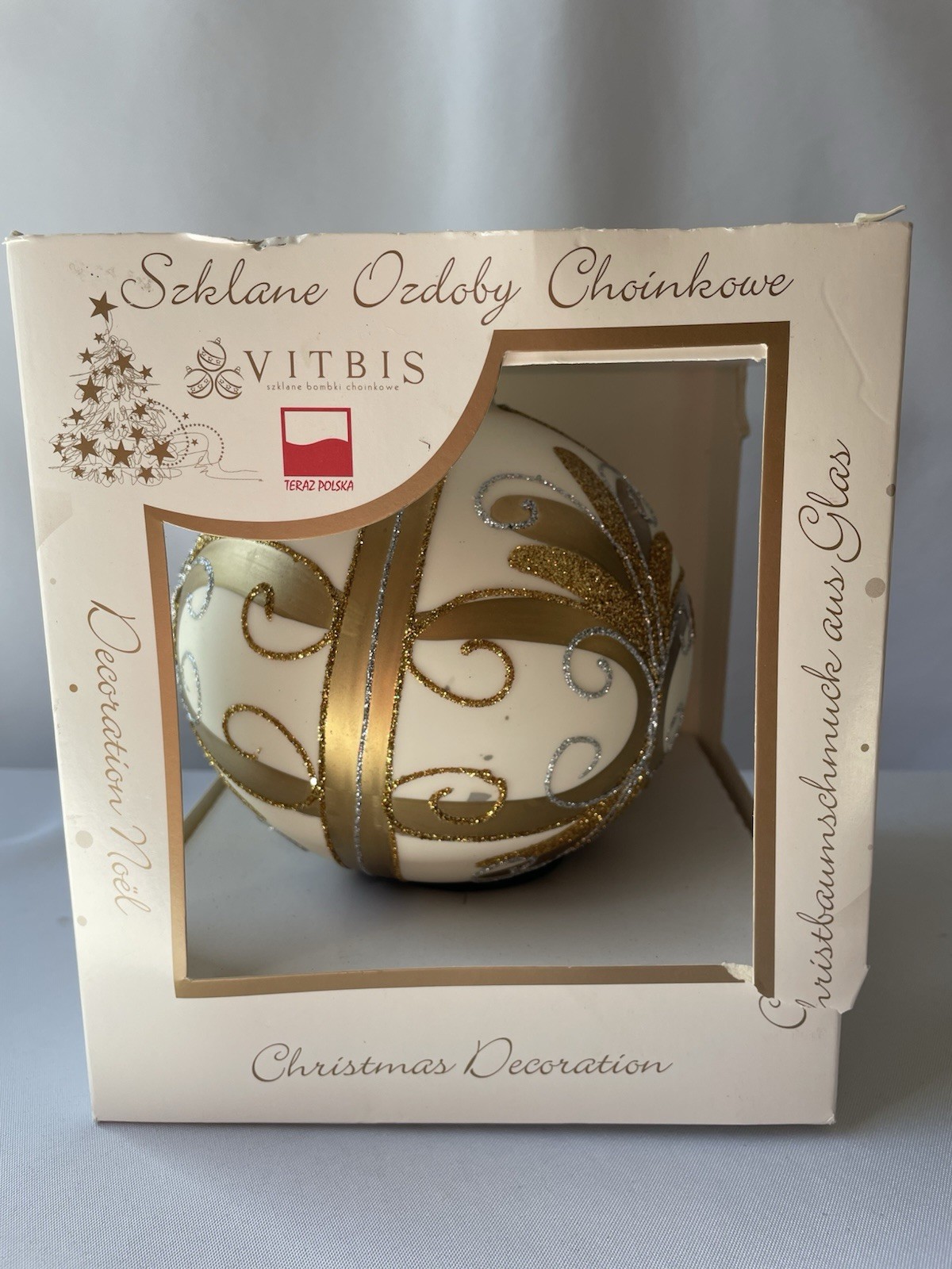 VITBIS HANDCRAFTED IN POLAND BEAUTIFUL 6” ORNAMENT Winter Glitter Theme VITBIS HANDCRAFTED IN POLAND BEAUTIFUL 6” ORNAMENT Winter Glitter Theme
