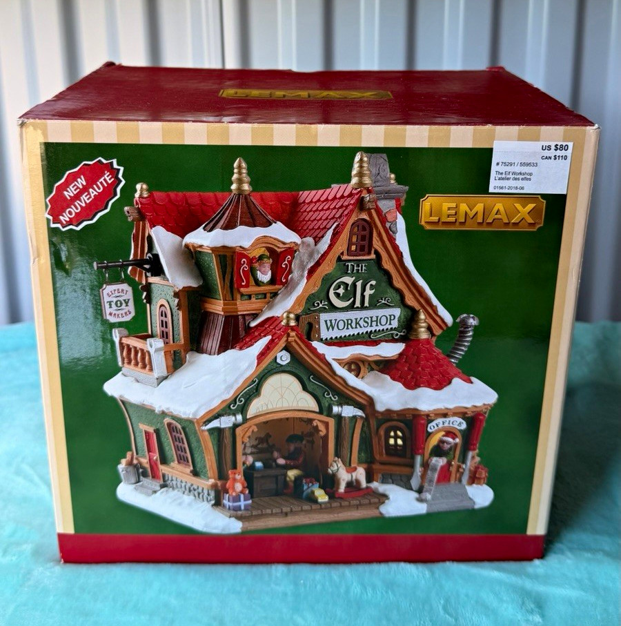 Lemax The Elf Workshop Illuminated LED  Christmas Village Building Box