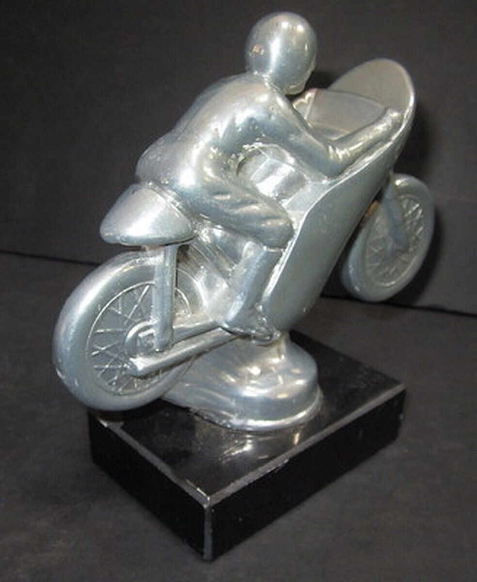 Racing driving motorcycle paperweight trophy desk model statue sanded alum USA