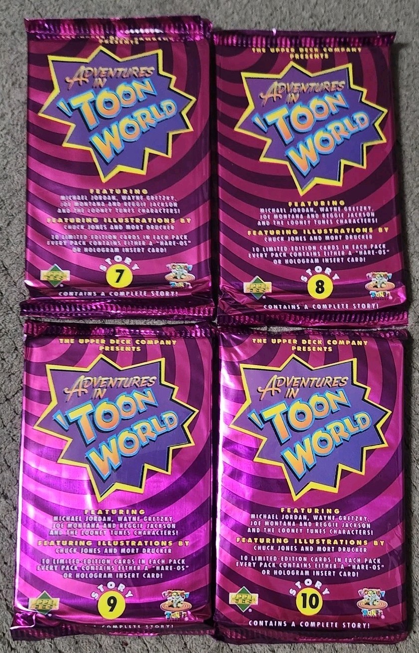 Lot 4 1993 Upper Deck Adventures in Toon World Sealed Packs 7-10 Michael Jordan