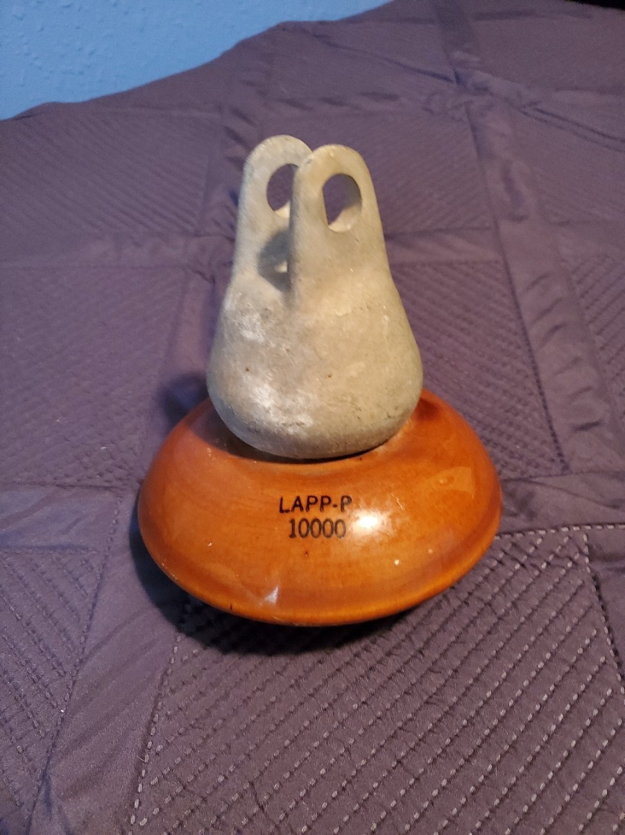 Vintage Brown Porcelain Suspension Bell Insulator - High Voltage Industrial St-