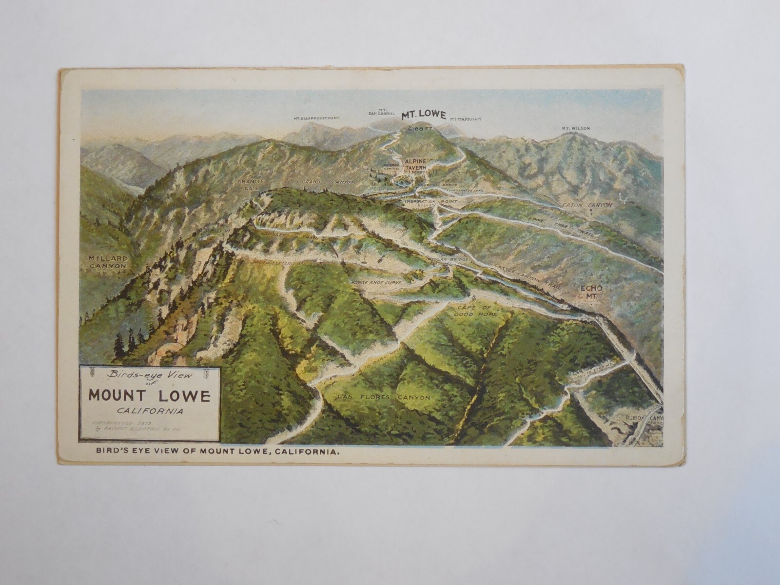 Postcard E58686 Mount Lowe, CA  Birds Eye View of Mount Lowe  c-1915-1930