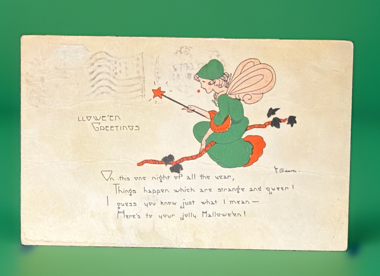 ANTIQUE AUBURN PUB HALLOWEEN POSTCARD Series 2399 Fairy Wand E. Weaver