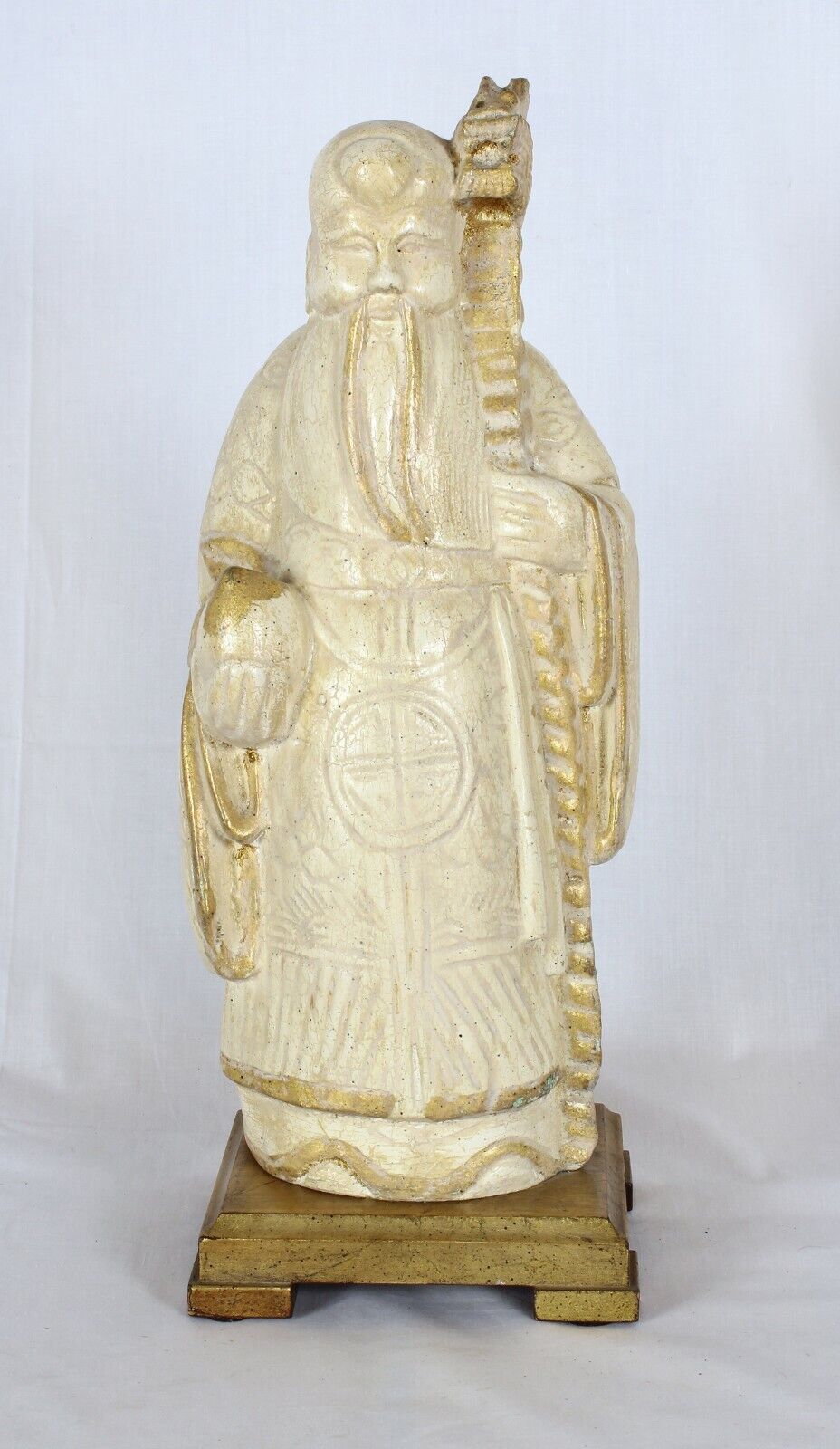 Vintage Chinese Carved Emperor With Gold Trim