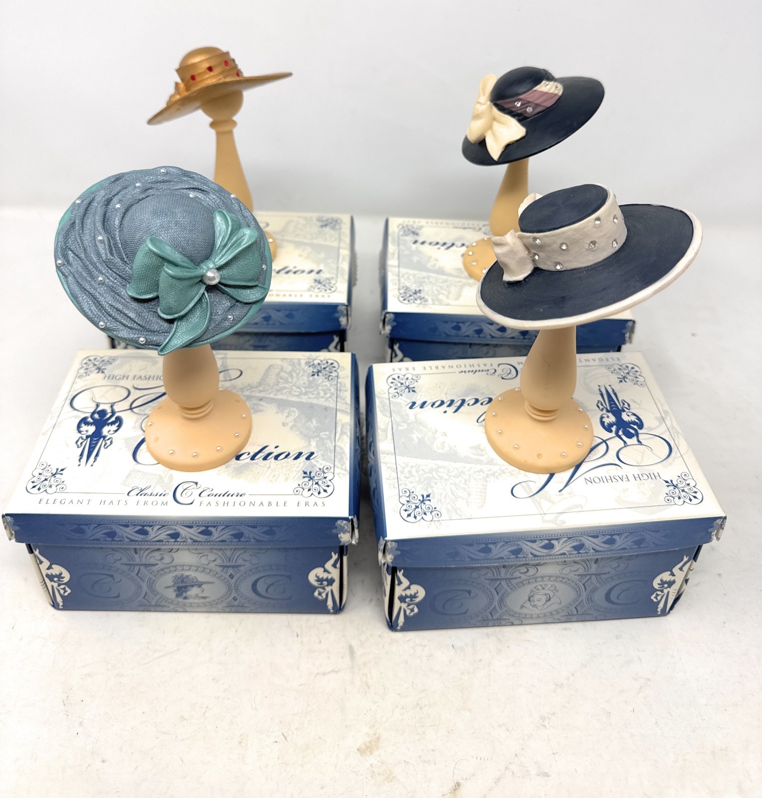 Lot of 4 High Fashion Hat Collection Miniature