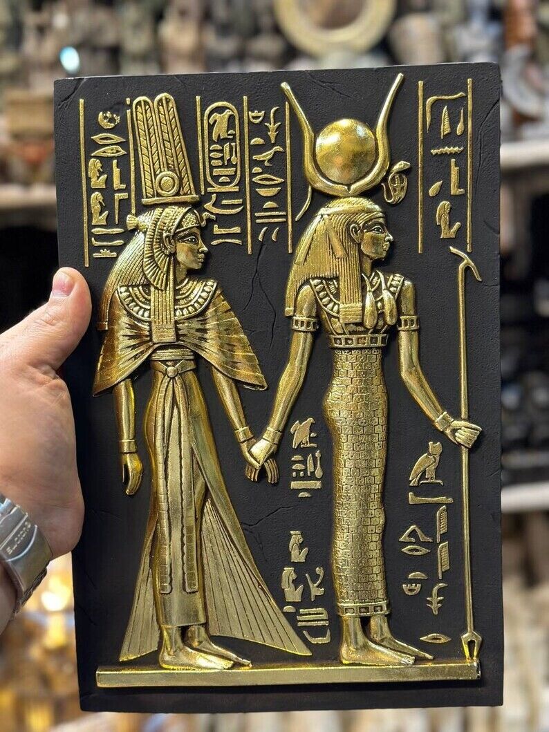 RARE ANCIENT EGYPTIAN ANTIQUITIES Relief Goddess Hathor With Queen Nefertari BC
