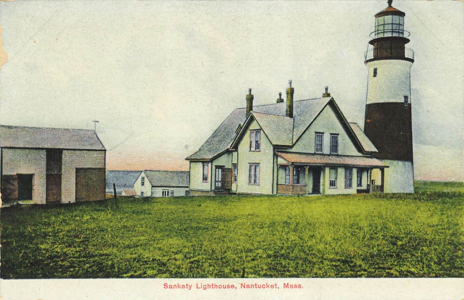 Sankaty Lighthouse Nantucket, Mass. Litho-Chrome Postcard J. Johnston c1910 Sankaty Lighthouse Nantucket, Mass. Litho-Chrome Postcard J. Johnston c1910