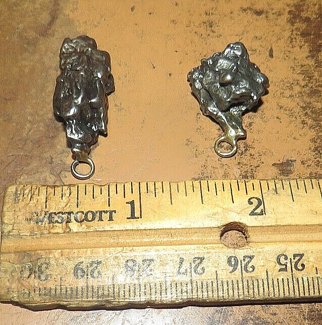 1- PAIR OF CAMPO DEL CIELO METEORITE CRYSTAL PENDANTS 8-10 GMS EACH NO CHAIN JAL 1- PAIR OF CAMPO DEL CIELO METEORITE CRYSTAL PENDANTS 8-10 GMS EACH NO CHAIN JAL