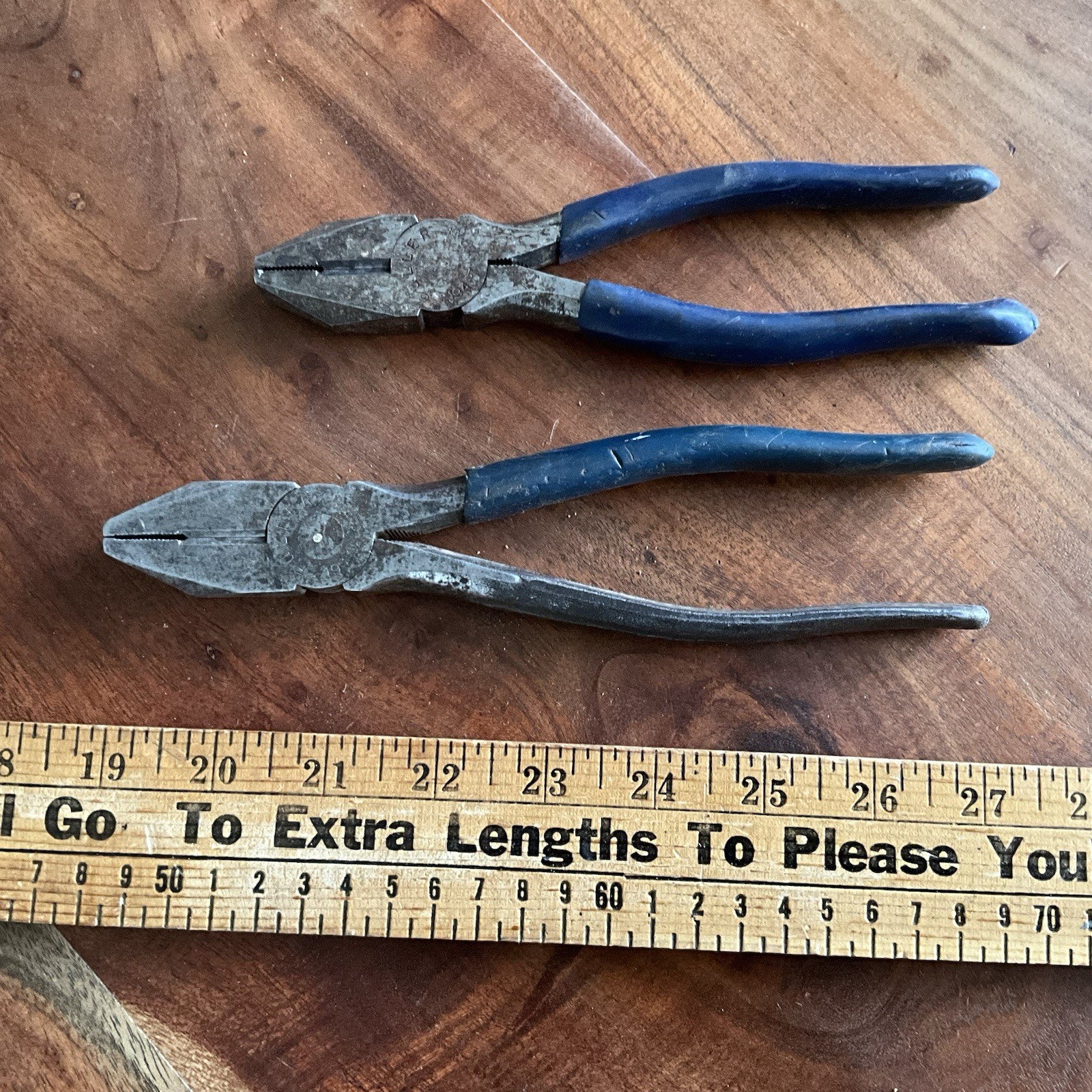 2 FULLER VINTAGE LINEMAN\'S PLIERS W/ WIRE CUTTER No 194-8 & No. 194-7 Japan Made