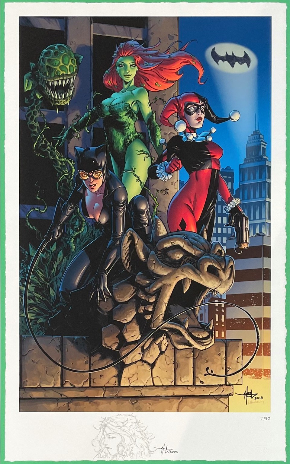 Catwoman Poison Ivy Harley Quinn Fine Art Print Creees Lee Signed Remarqued