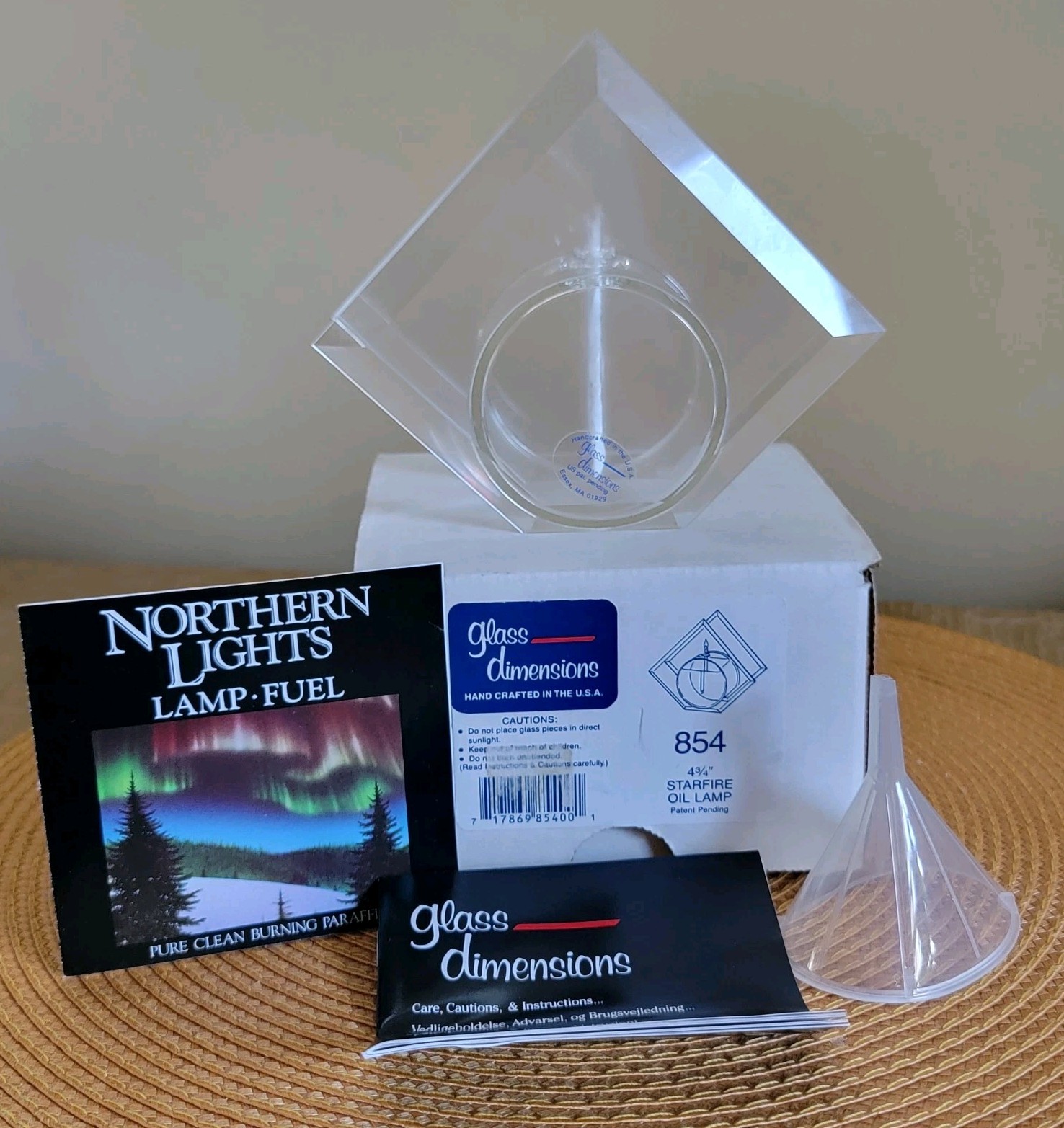 Vintage Starfire Oil Lamp Glass Dimensions MCM Geometric Retro #854