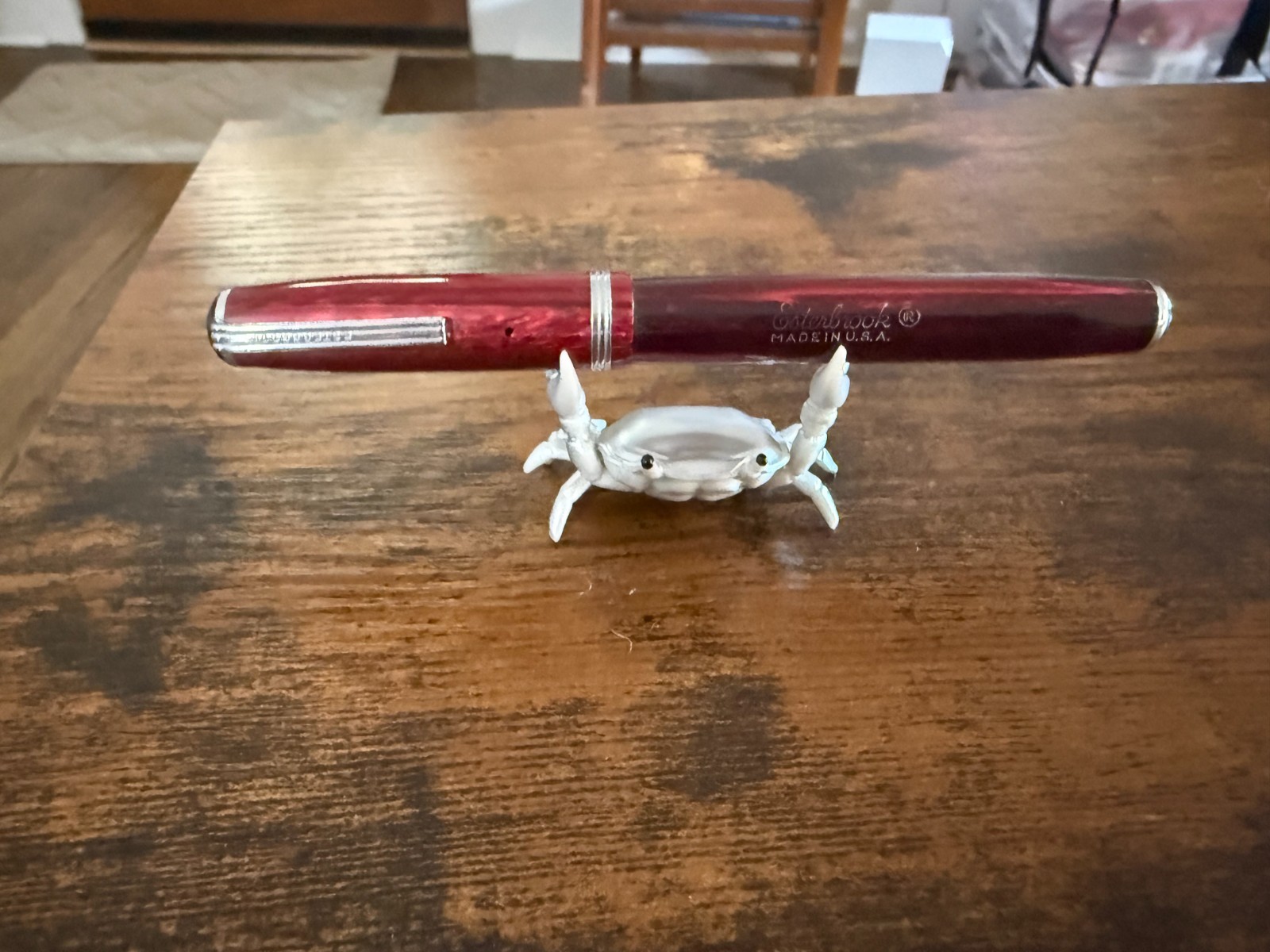 VTG 1940s Esterbrook J Fountain Pen Dubonnet Red Double Jewel Celluloid