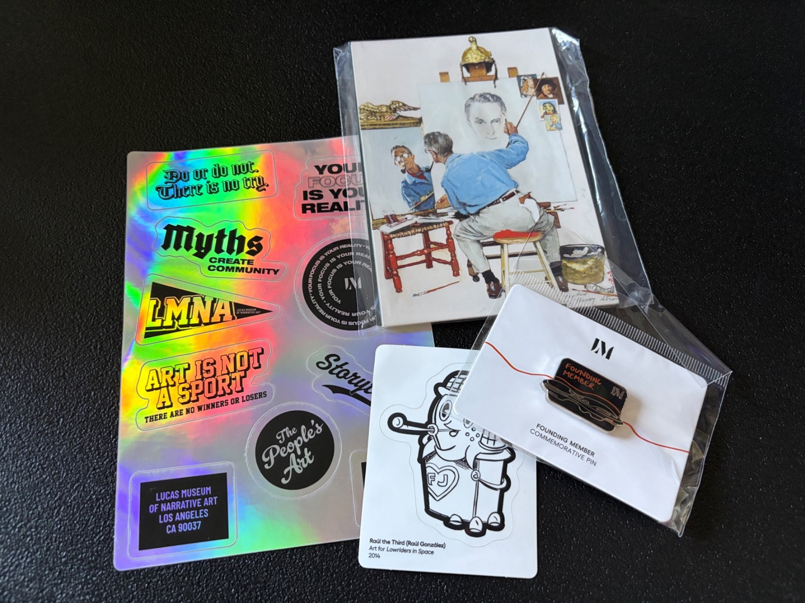 Lucas Museum Narrative Art Founding Membership Package Pin Stickers Postcards