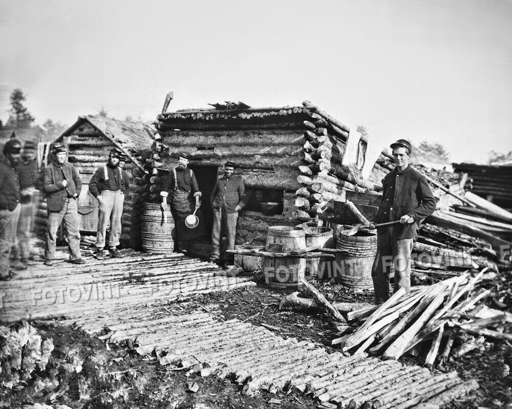 1864 Civil War UNION LOG CAMP 16x20 Photo Picture BRANDY STATION, Virginia (C4)